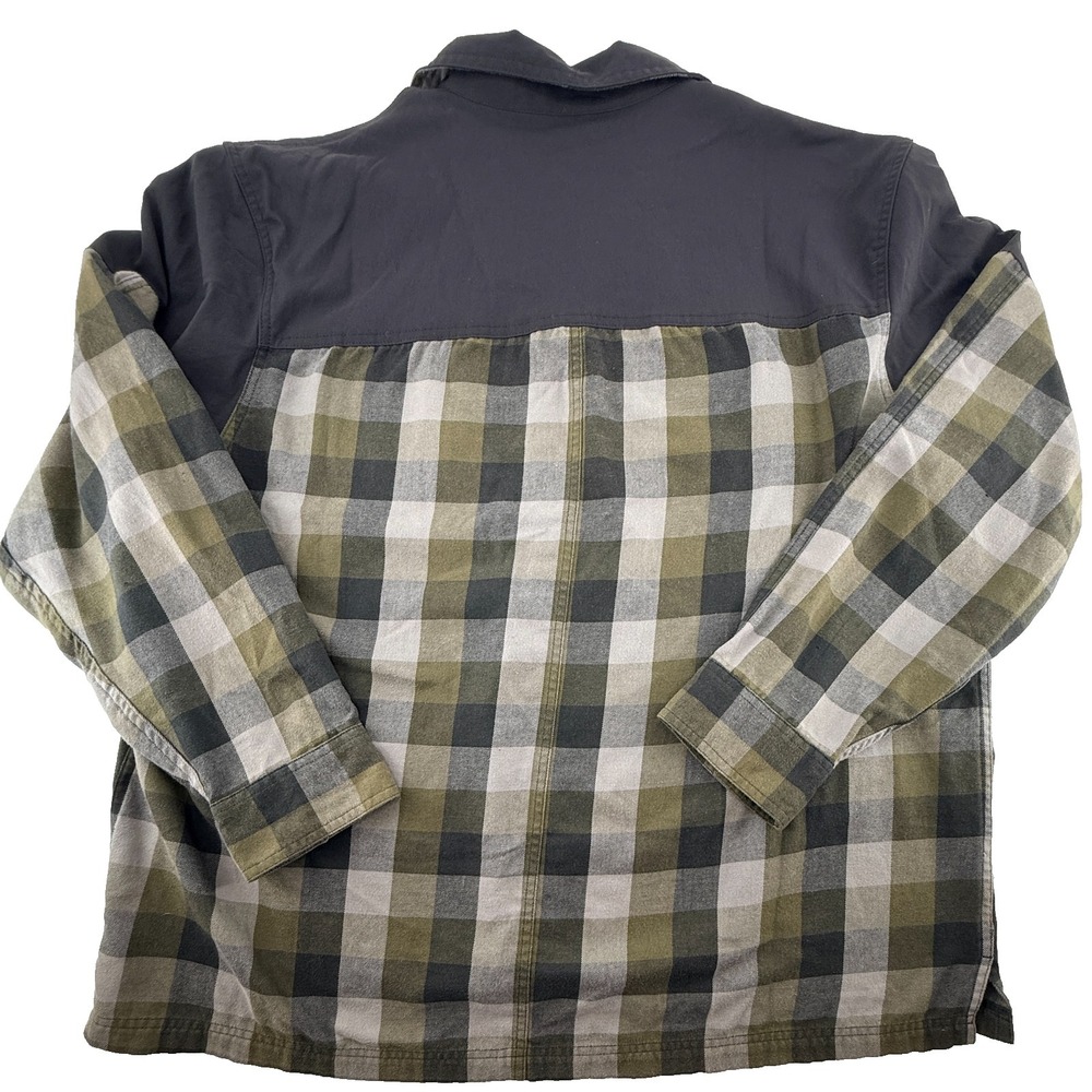 Wrangler ATG Flannel Shirt Jacket Mens 2XL Green Plaid Button‎ Up Outdoor Hiking - Picture 5 of 9